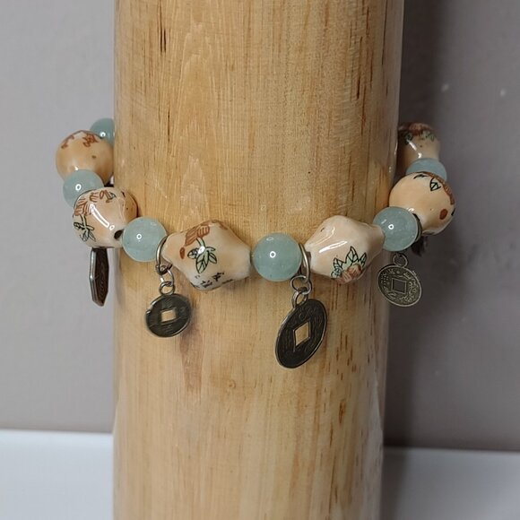 8 Inch Faux Coin Stretch Bracelet - Picture 1 of 10